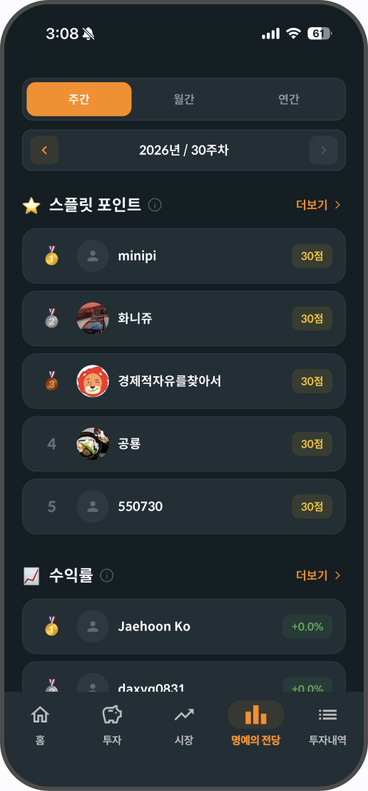명예의 전당 화면